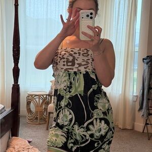 Emilio Pucci Black and Green Abstract Print Dress